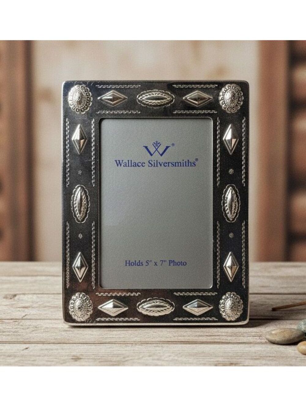 Vintage Wallace Silversmiths Western-Style Concho 5x7 Tabletop Picture Frame